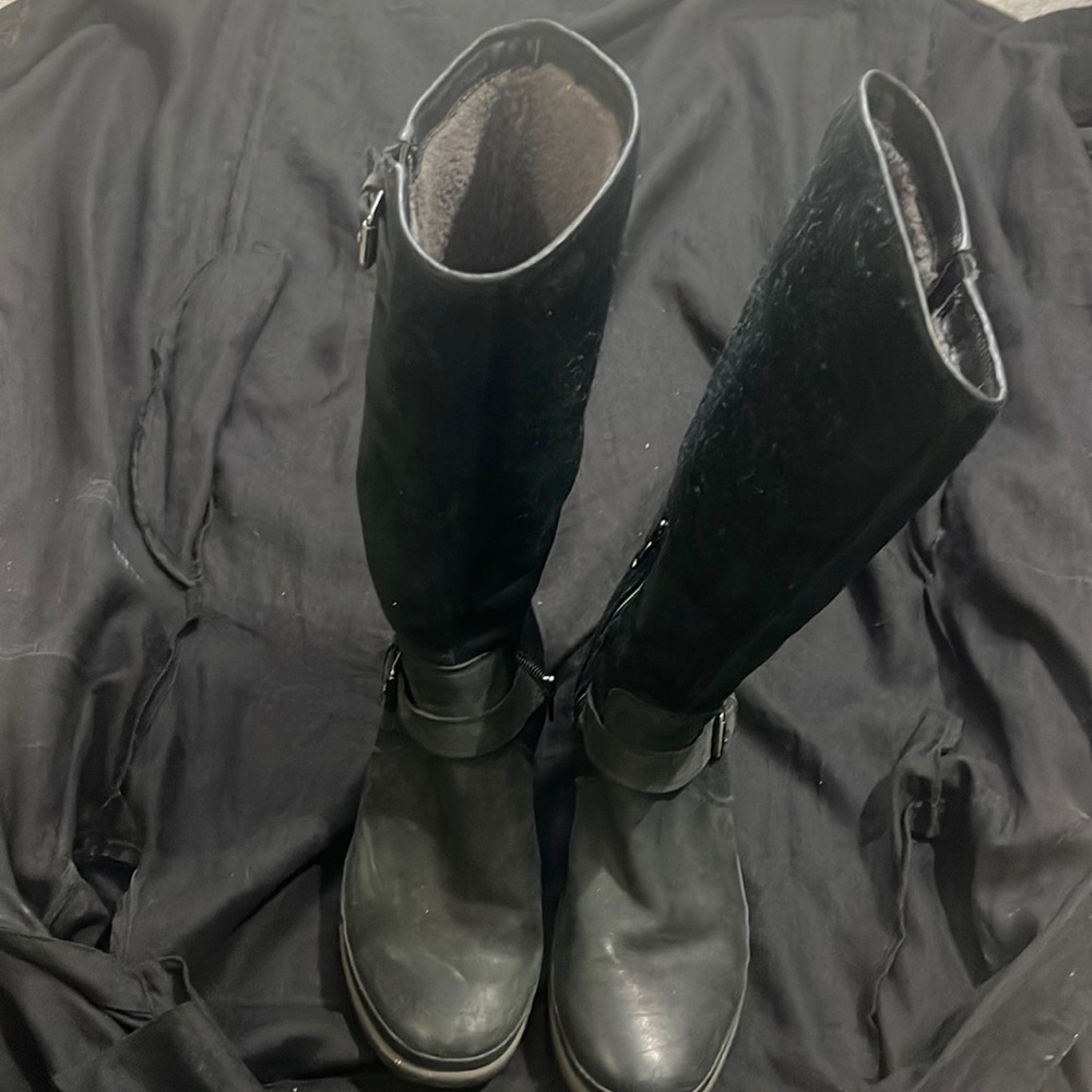 Black Ugg Thomson Sherpa waterproof tall leather suede boots SZ 8